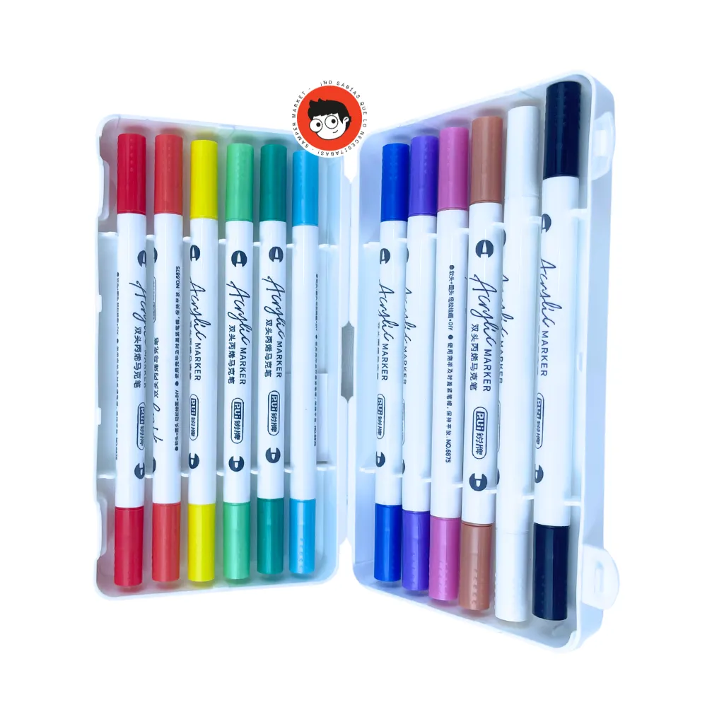 Caja Plumones Doble Punta 12 Pcs - Rui