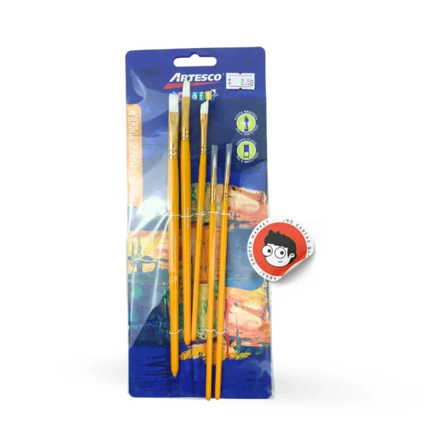 Pinceles Artesco 5pcs Madera