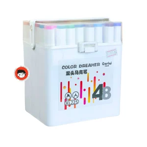 Caja plástica 48 plumones doble punta