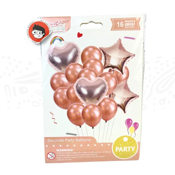 Globos De Amor 16 Pcs Corazon Estrellas
