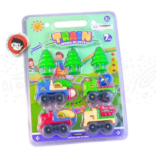 Set De Juguetes Camiones Train 7 Pcs