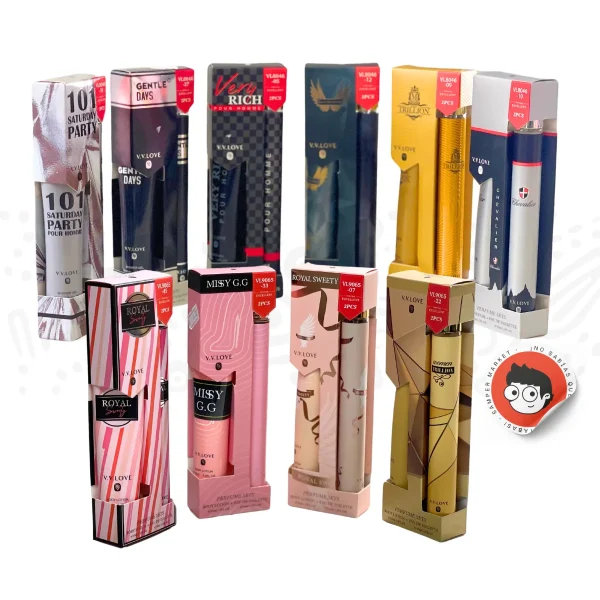 Docena perfumes de bolsillo y crema corporal