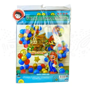 Paquete De Globos Mario Y Luigui Con Banner