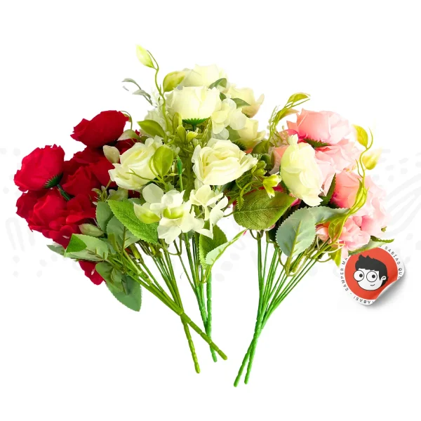 Docena de ramitos de rosa 5 pcs 32cm - Imagen 2