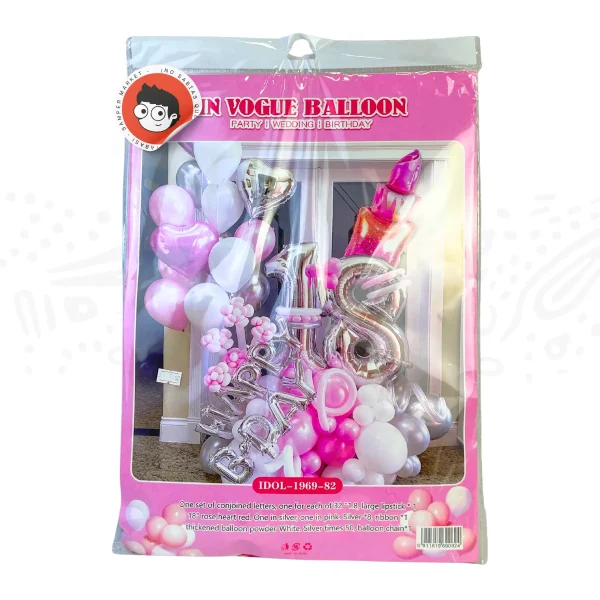 Set De Globos 18 años Corazon y Labial