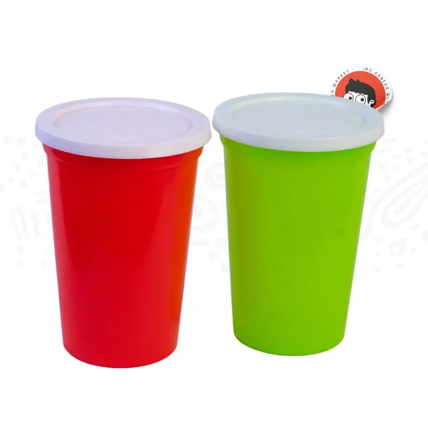 Vaso Sencillo Con Tapa Colores 13cm