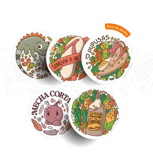 Paquete de stickers 5 diseños - 5cm