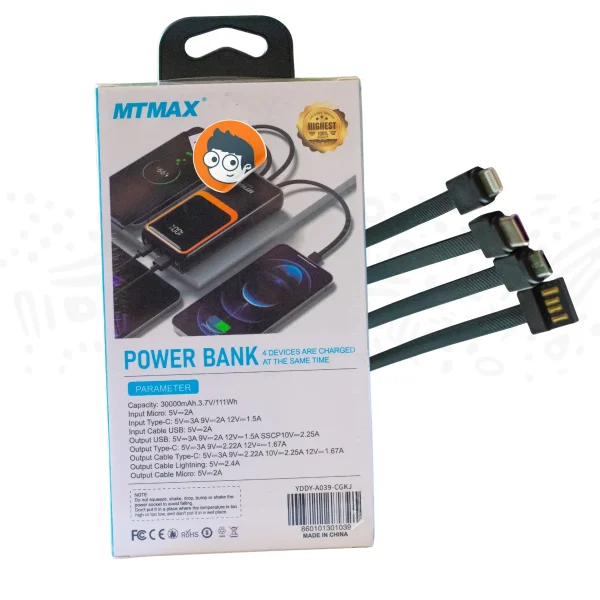 Power Bank 30000mAh 66W con Cables Integrados - Imagen 2