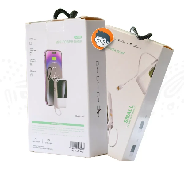 Powerbank 20,000 mAh con 4 Cables Integrados (Mini Power Bank) - Imagen 3