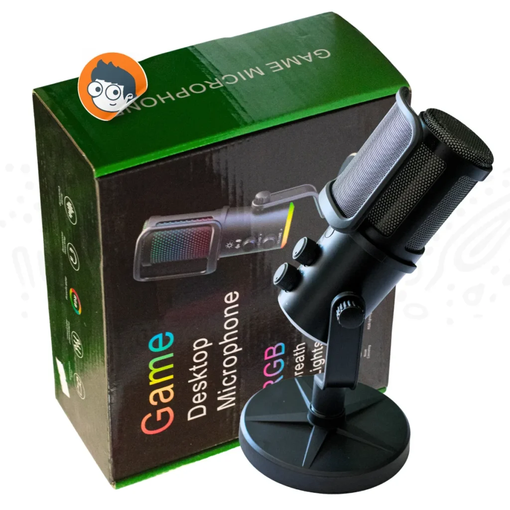 Micrófono gamer USB de escritorio con iluminación RGB